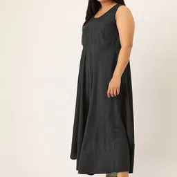 theRebelinme Women Solid A-Line Maxi Dress With Shrug image 3