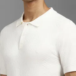Louis Philippe Men Self Design Polo Collar T-shirt image 2
