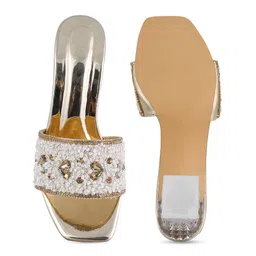 HUNYZA FOOTWEAR Women Embellished Synthetic Party Regular Block Mules image 2