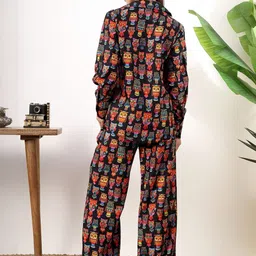 BEACH & HILL Women Quirky Owl Printed Linen Co-Ord Set image 4