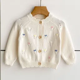 LULU & SKY Girls Floral Knit Button Cardigan-picture-12