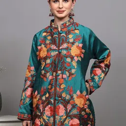 Exotic India Women Floral Tailored Jacket with Embroidered-image-93