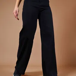 The Roadster Lifestyle Co Women High Rise Clean Look Stretchable Wide Leg Denim Jeans-image-78