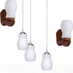 SOMIL White & Brown 3 Pieces Textured Metal Wall & Ceiling Lamp-picture-10