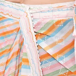 Anouk Striped Gotta Patti Poly Georgette Leheriya Saree image 4