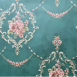 INDIAN ROYALS Green & Pink Floral Printed Waterproof Wallpaper-image-35