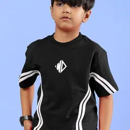 WEARDUDS Kids Outlook Half Striped Pure Cotton T-Shirt With Shorts image 5