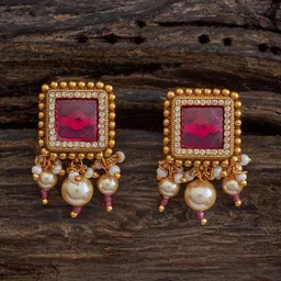 Kushal's Fashion Jewellery Cubic Zirconia Gold-Plated Square Studs-picture-51