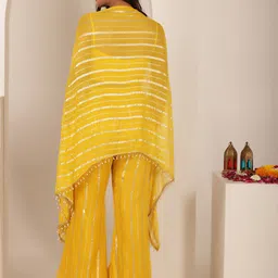 DEASHA INDIA Striped Sleeveless Georgette Top & Palazzos With Cape image 2