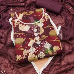 BlisstaFloral Embroidered Beaded Work Unstitched Dress Material-image-64