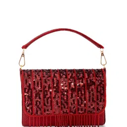 OSTY Sequined Embroidered Jute Box Clutch-picture-33