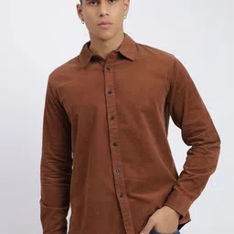 FADFAS Men Spread Collar Regular Fit Corduroy Shirt-picture-35