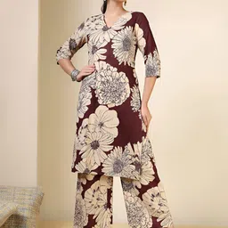 Anouk Rustic Women Floral Printed Pure Cotton Kurta with Palazzo image 2