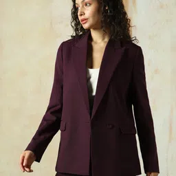high star Women Solid Single Breasted Casual Blazer image 3