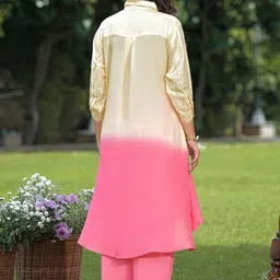 Aavanya Colourblocked Shirt Collar Tunic With Palazzos Co-Ords image 5