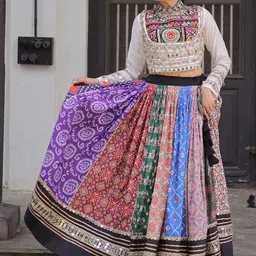 Livewear Embellished Mirror Work Ready to Wear Lehenga & image 3