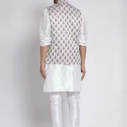 TS LIFESTYLE Men Floral Regular Dupion Silk Kurta with Churidar image 4