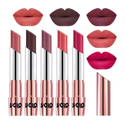 VOLO Set Of 5 Creme Matte Lipstick 3.5g Light Peach-Chocolate-Plum-Dark Peach-Passion Pink-picture-7