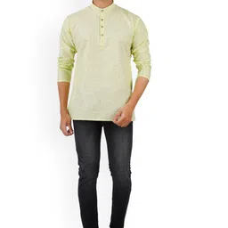 Ethazh Checked Mandarin Collar Straight Short Kurta image 3
