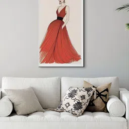 nestroots Orange & Black Elegant Lady Canvas Painting Wall Art-image-20