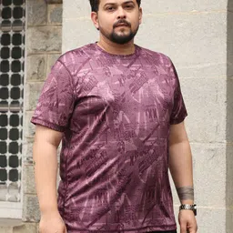 Instafab Plus Men Plus Size Typography Printed Round Neck T-shirt-image-89