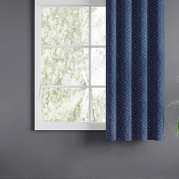 haus & kinder Navy Blue & Grey Geometric Printed Room Darkening Jacquard Window Curtain-picture-40