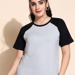 Adyavastram Women Relaxed Fit Colourblocked Round Neck Cotton T-shirt-picture-15