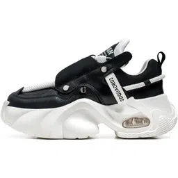 Fition Men Black and White Thick Sole Casual Sneakers-image-36