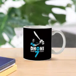 zebo trend Ceramic Printed Coffee With Indian captain MS Dhoni Batting HD Printed Designed (Capacity:325 ml). Ceramic Coffee Mug image 1