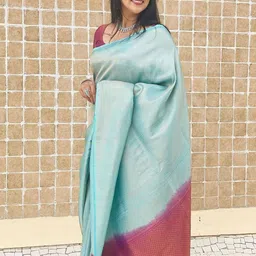 Moda Rapido Woven Design Zari Silk Blend Handloom Banarasi Saree image 2