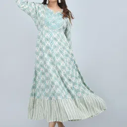SHIFORY Floral Embroidered Thread Work Notch Neck Anarkali Kurta-picture-19
