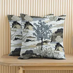 CASABLEU Green Set Of 2 Conversational Printed Square Cushion Covers 18" X 18"-picture-10