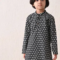 BAESD Boys Pure Cotton Full Sleeves Printed Kurta Pyjama Set-picture-34
