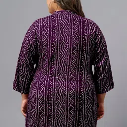 Indietoga Mandarin Collar Printed Ethnic Tunic image 2