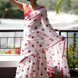 RIDDHIMAN FASHION Floral Printed Pure Cotton Paithani Saree-image-99