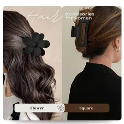 DIVASTRI Women Set of 4 Flower & Rectangular Hair Claw Clip image 5