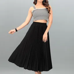 STARWORD A-Line Midi Pleated Skirt image 4