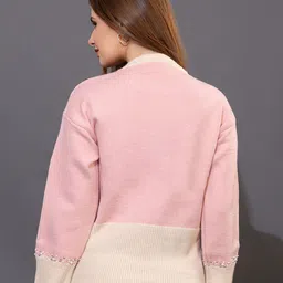 GFO Women Colourblocked Embellished Woollen Pullover Sweater image 4