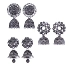 Sangria Silver-Plated Alloy Jhumkas-picture-23