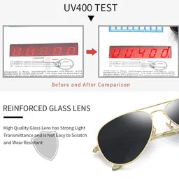 IFLASH Unisex Black Aviator Sunglasses with UV Protected Lens AVT GLAS GOLD BLACK NEW image 5