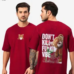 URBANICE Men Graphic Printed Round Neck Cotton Oversized T-shirt-image-68