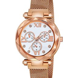 CSAMON Women Round &Bracelet Style Straps Analogue Watch Mina white dial roseGold Maganet-picture-35