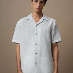 4 TRIPLE O FIVE O BY MUFTI Men Relaxed Fit Textured Cuban Collar Casual Shirt-image-66