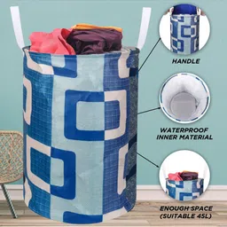 E-Retailer 2-Pcs Blue & Off White Printed Semi Automatic Washing Machine Cover image 4