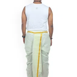 TUNI MANI Men Readymade Polycotton Pocket Dhoti Pant With Shawl image 2