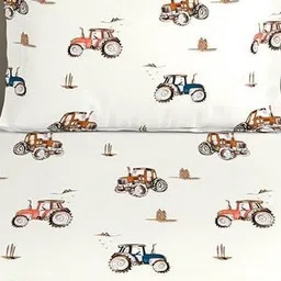 Trance Home Linen Orange Printed Linen Cotton 180 TC Single Bedsheet Set 1.52 m x 2.54 m image 3