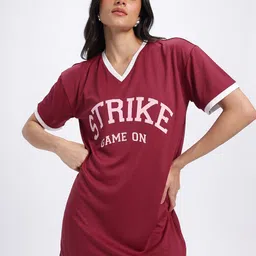 glitchez Sporty Chic Varsity Print Oversized T-shirt Style Dress-picture-31