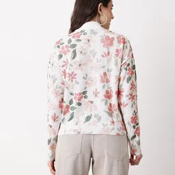 Mast & Harbour Floral Self-Design High Neck Drop-Shoulder Sleeves Pullover image 5