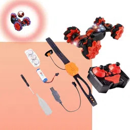 craveon Zest 4 Toyz RC Stunt Car 4x4 Hand Gesture Control, LED Smoke Drift Car Toy Red image 2