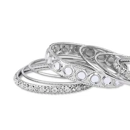I Jewels Set Of 28 Silver-Plated Stone Studded Bangles image 4